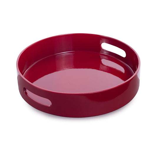 Round Lacquer Tray - Cherry Red