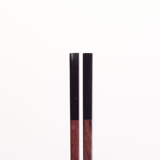 Square Red Wood Chopsticks with Black Horn Tip