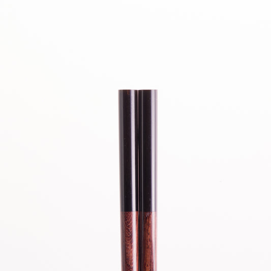 Round Red Wood Chopsticks with Black Horn Tip