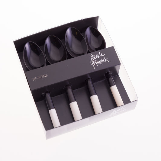 Boxed Egg Spoons - Black/White Tip