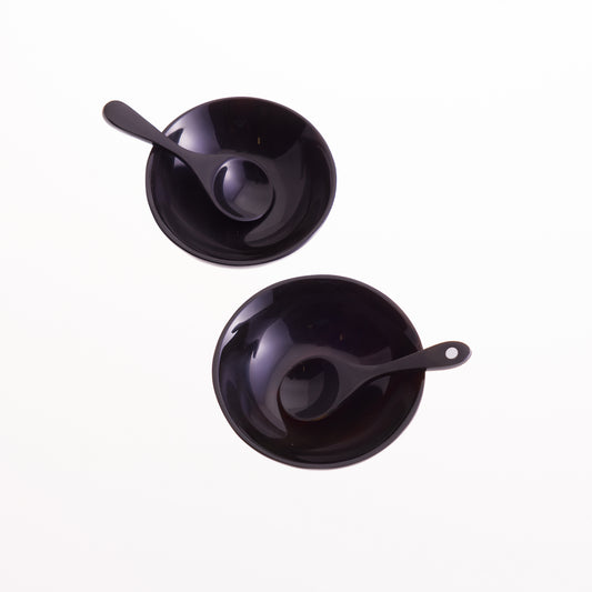 Round Black Horn Salt & Pepper Bowl