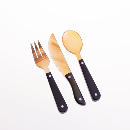 Children's Cutlery Set - Black/Natural