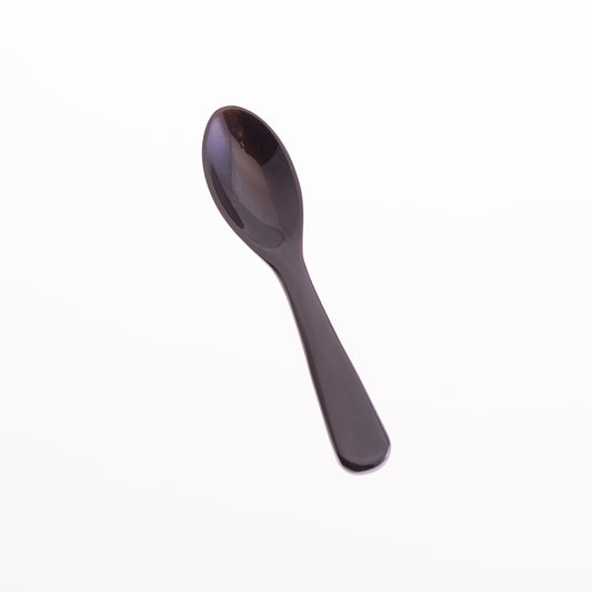 Long handled black horn salt spoon 9cm long