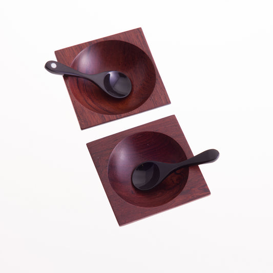 Square Rosewood Salt & Pepper Bowl