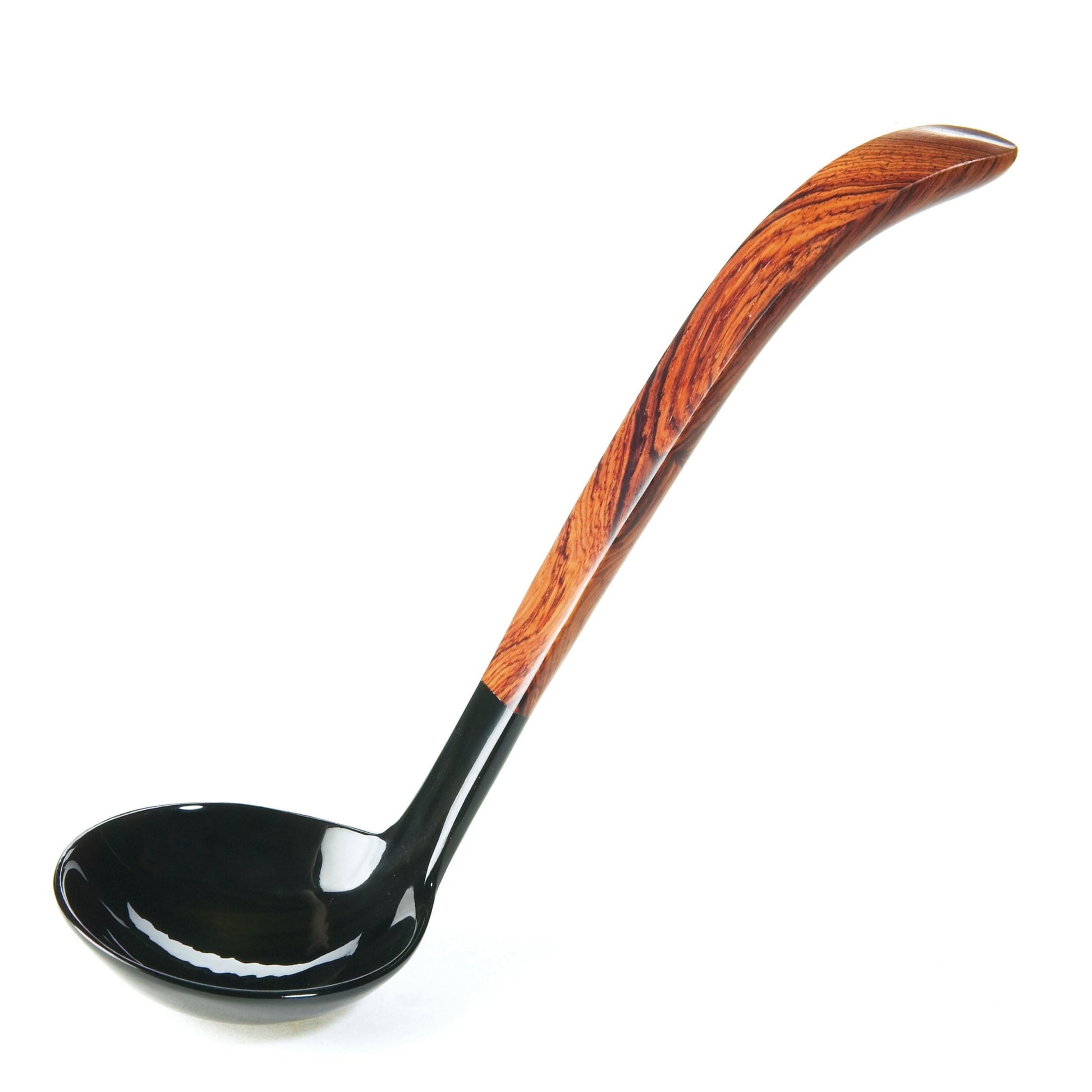 A large ladle made from water buffalo horn with a rosewood handle