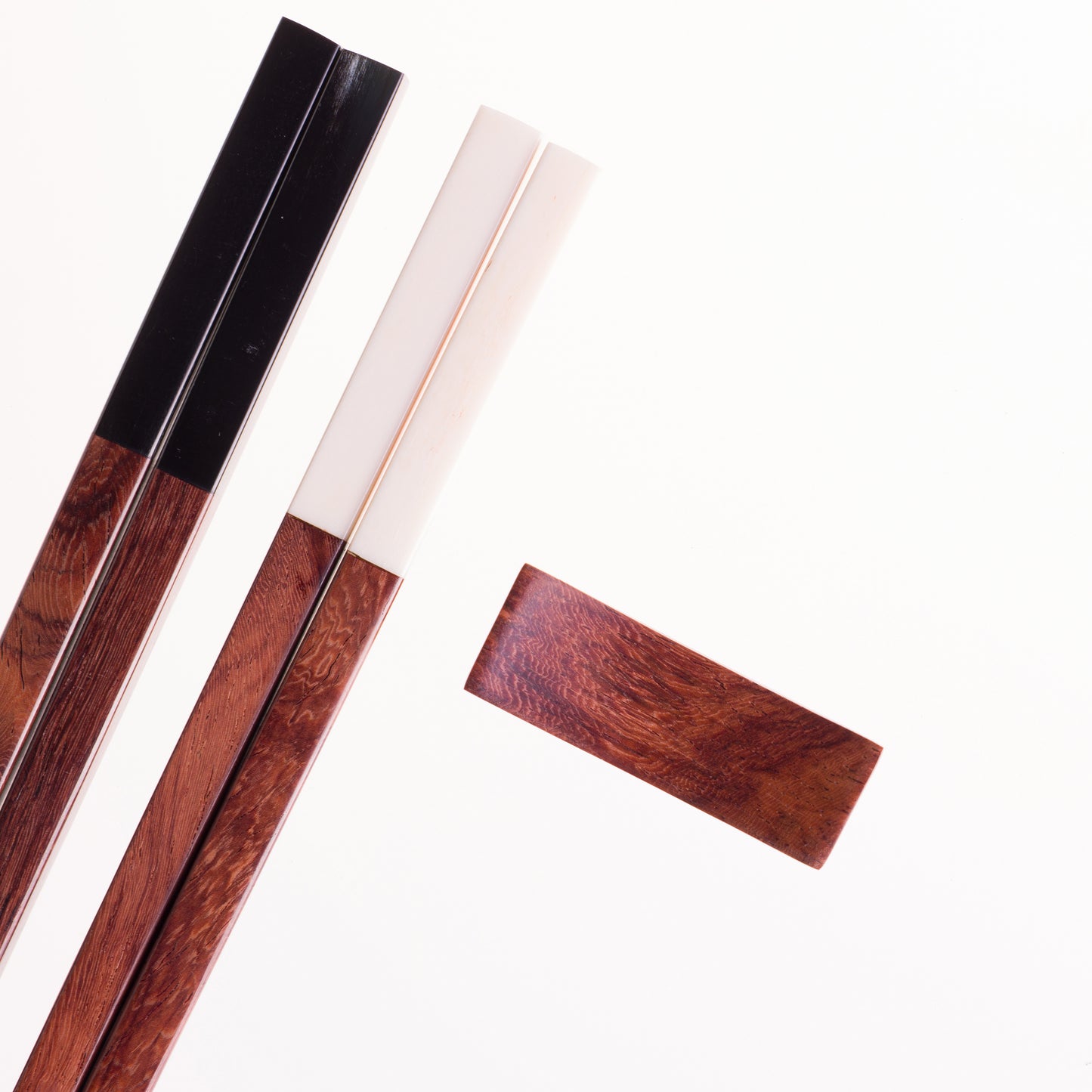 Square Red Wood Chopsticks with Black Horn Tip