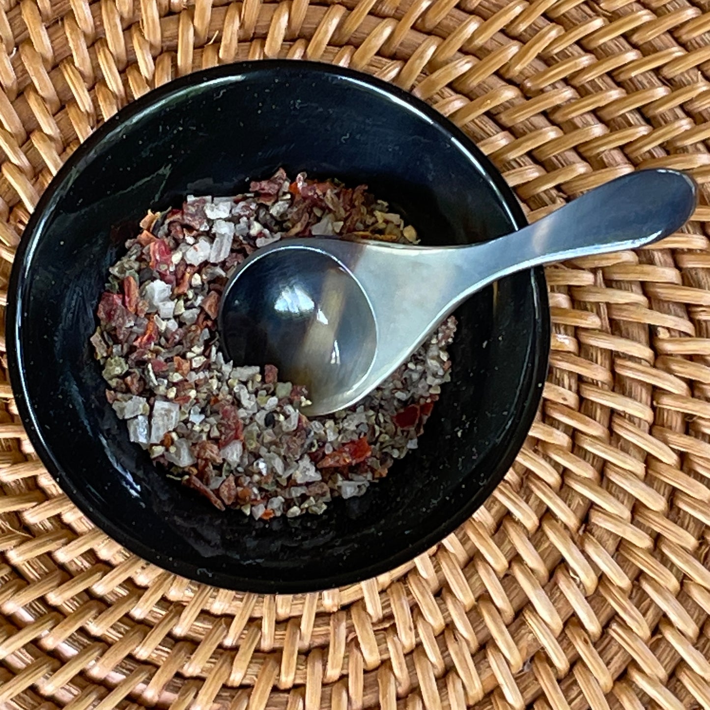 Round Black Horn Salt & Pepper Bowl