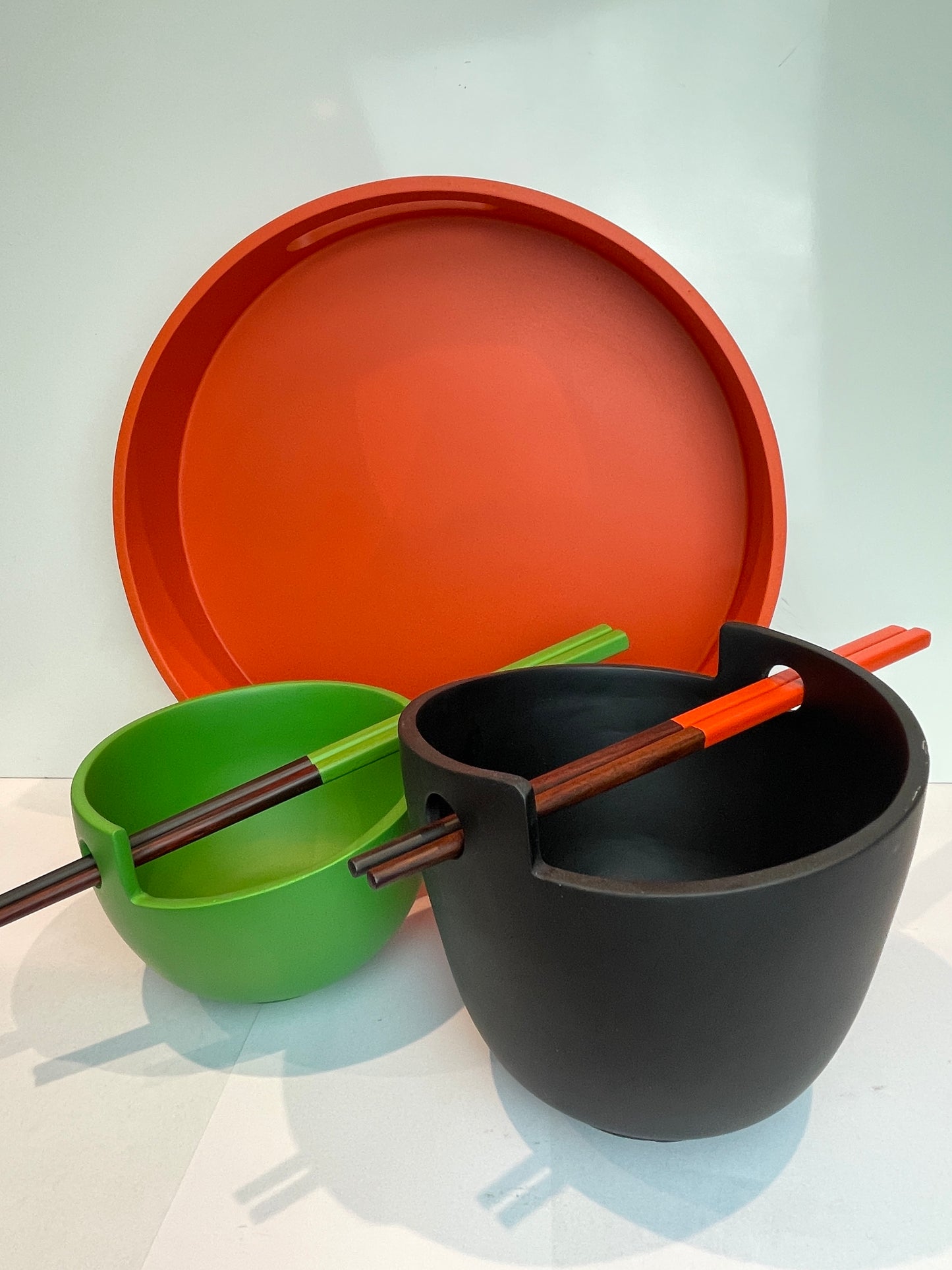 Medium Lacquer Noodle Bowl (double hole) with Chopsticks