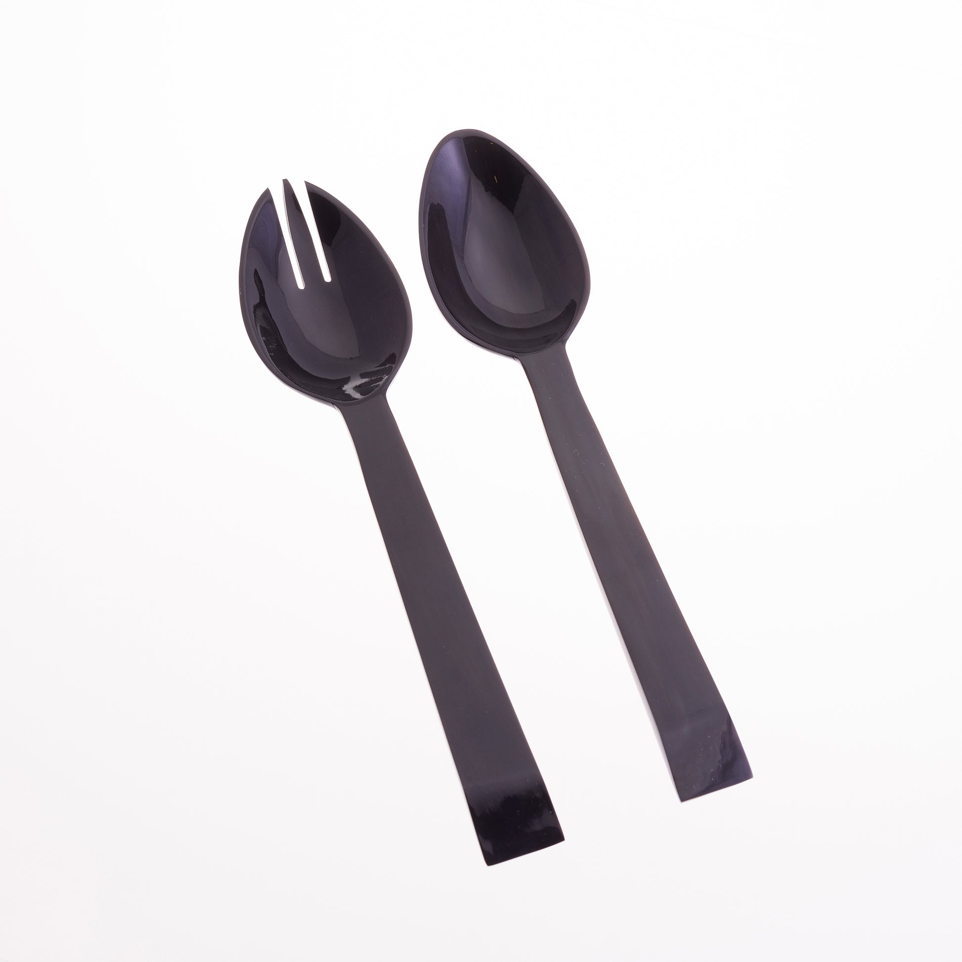 A black water buffalo horn spoon and fork