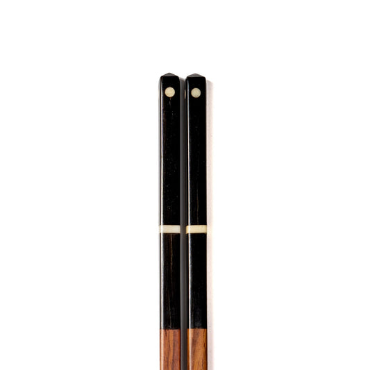 Red Wood Chopsticks with Black Horn Tip and Bone Dot