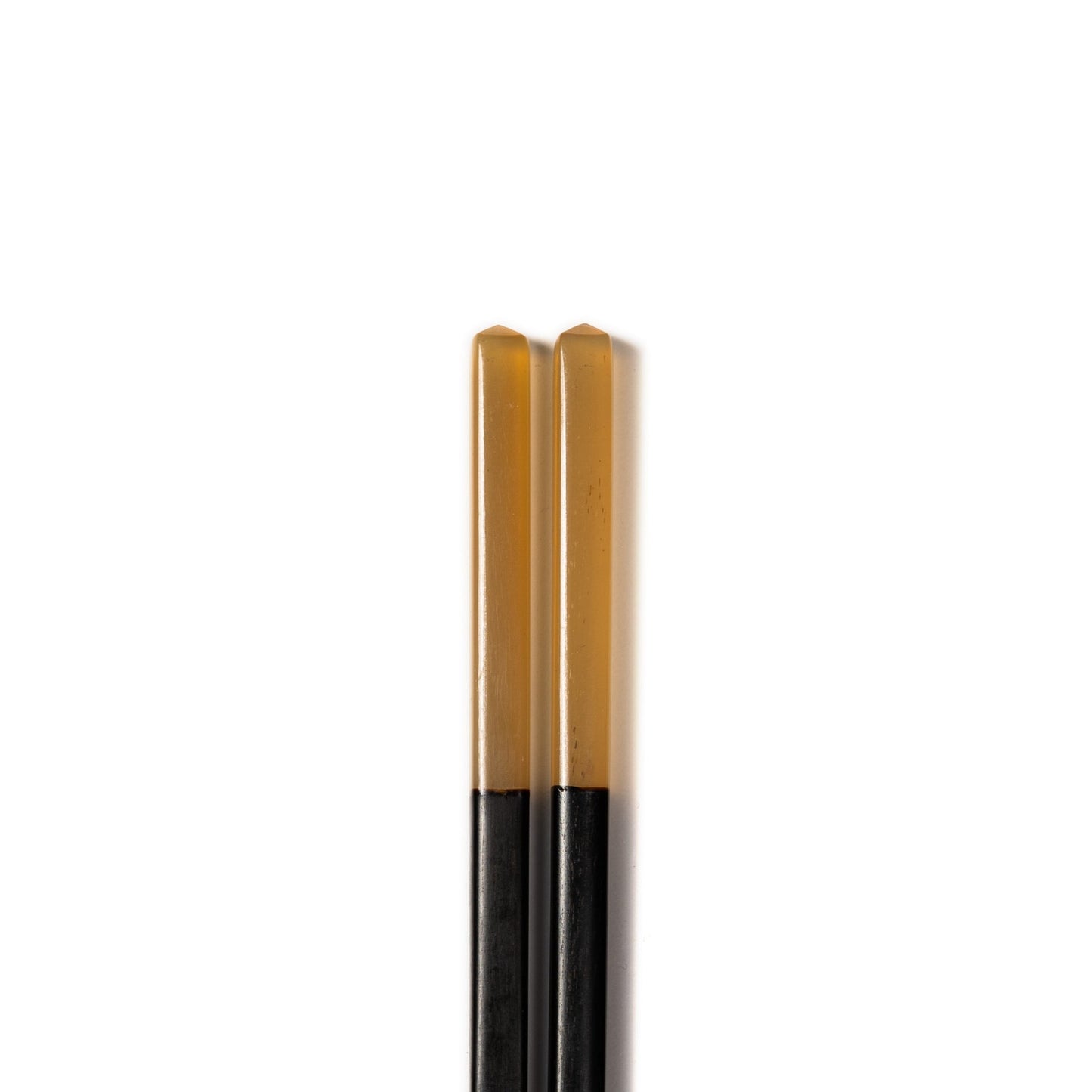 Square Black Wood Chopsticks with Natural Horn Tip