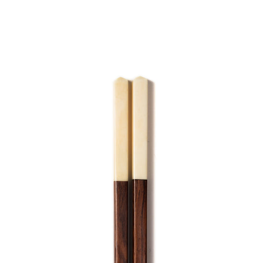 Square Red Wood Chopsticks with Bone Tip